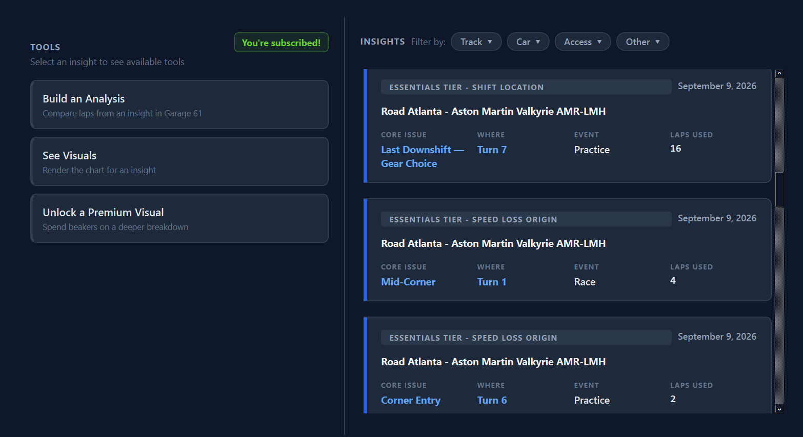 Telemetry Insights feed